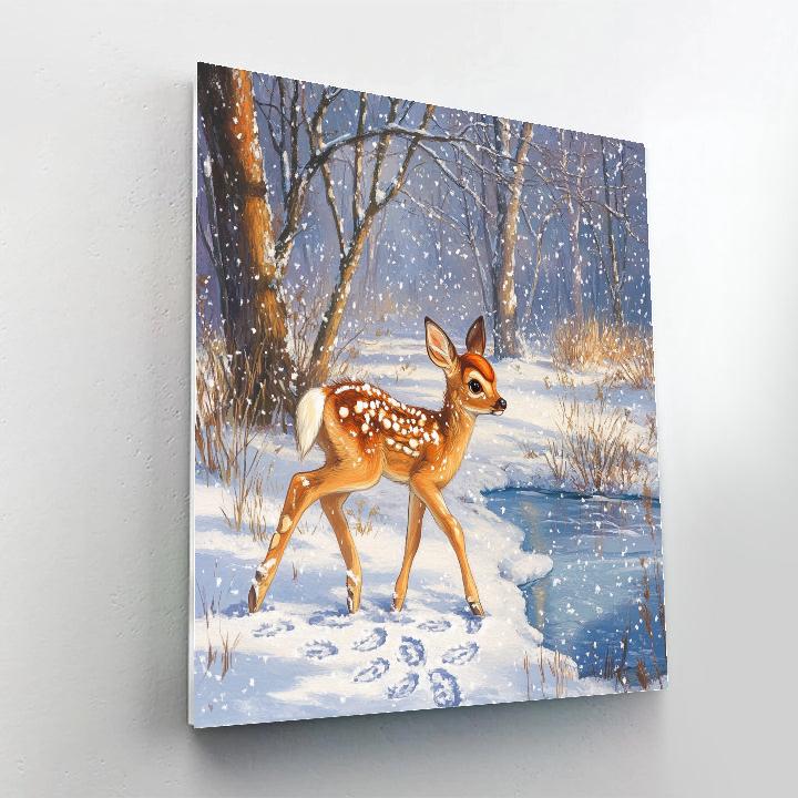 Bambi First Snow Meadow Walk Disney Inspired Paint by numbers art