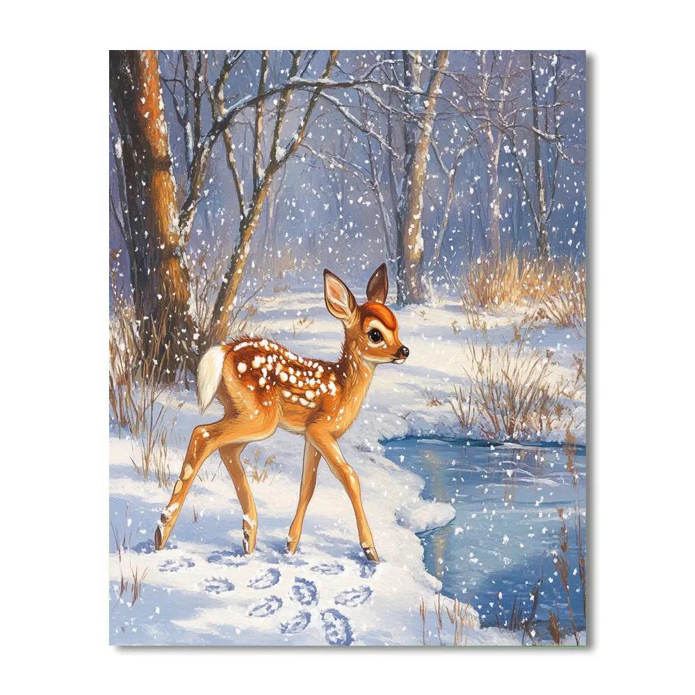 Bambi First Snow Meadow Walk Disney Inspired Paint by numbers art