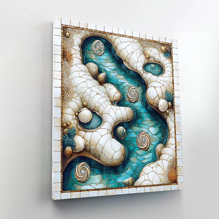 Gustav Klimt Inspired Pearl And Gold Tidepool Tiles Number painting