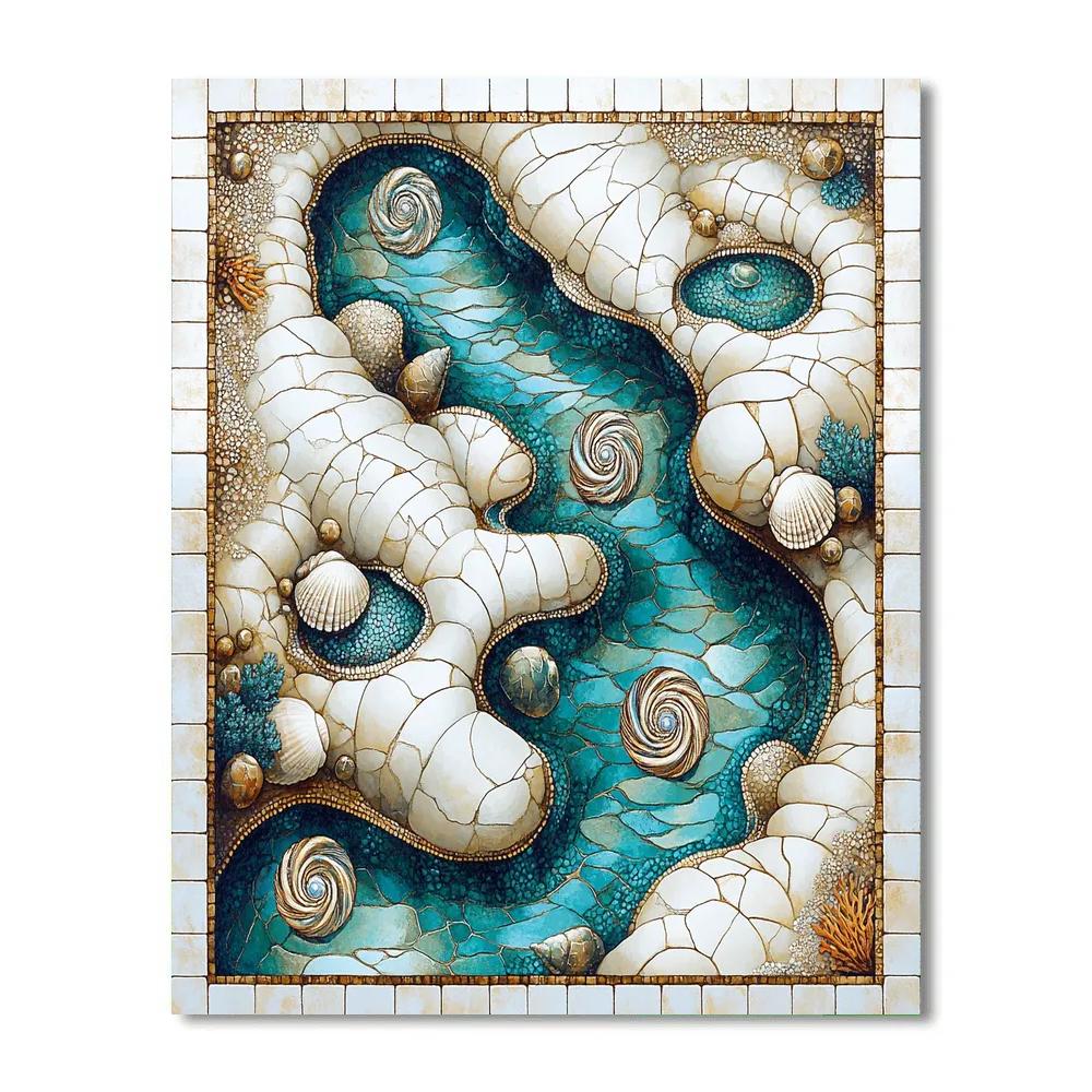 Gustav Klimt Inspired Pearl And Gold Tidepool Tiles Number painting