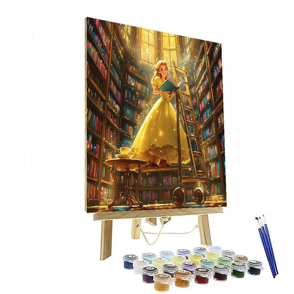 Belle Enchanted Library Afternoon Disney Inspired Number painting