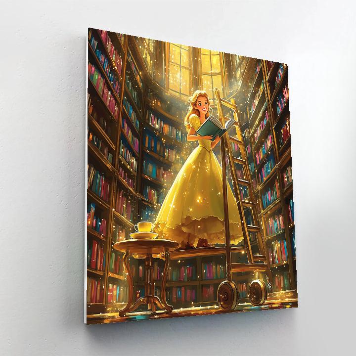 Belle Enchanted Library Afternoon Disney Inspired Number painting