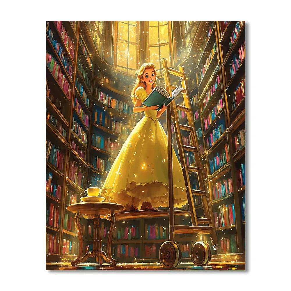 Belle Enchanted Library Afternoon Disney Inspired Number painting