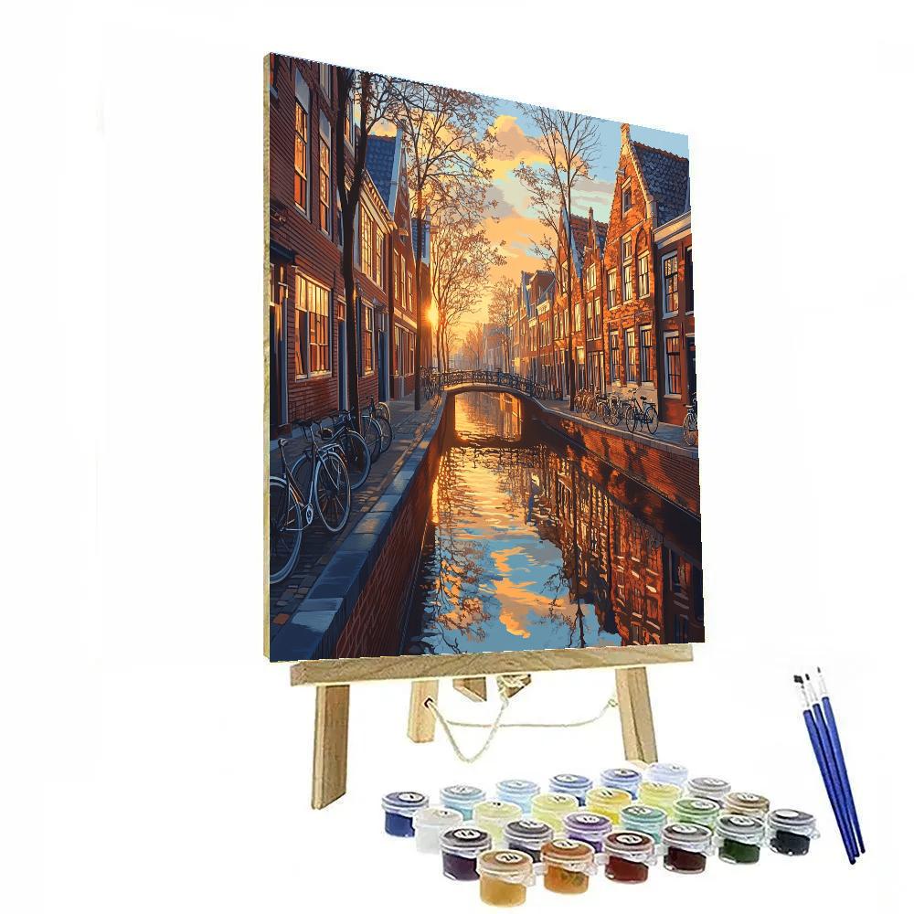 Colonial Canal Houses Amsterdam Netherlands paint by number