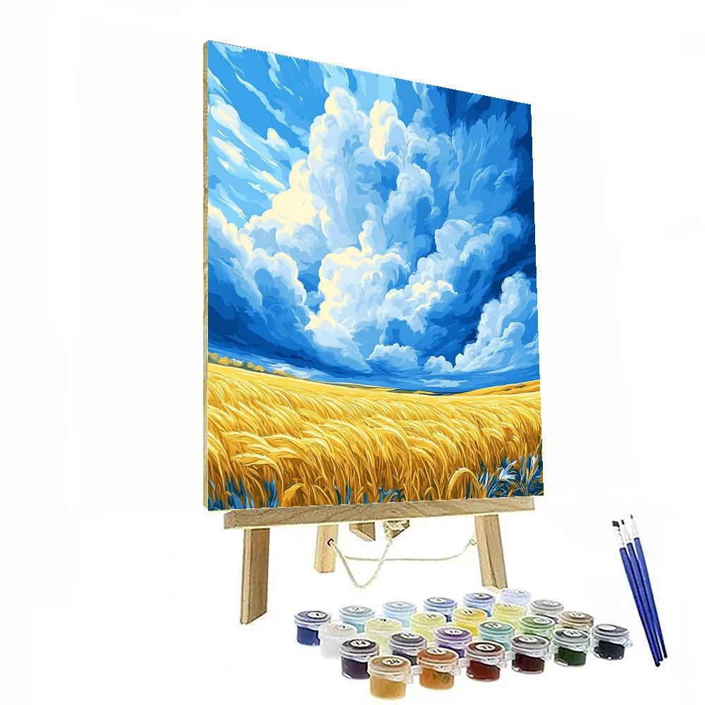 Claude Monet Inspired Cloud Bank Over Wheat DIY paint by numbers
