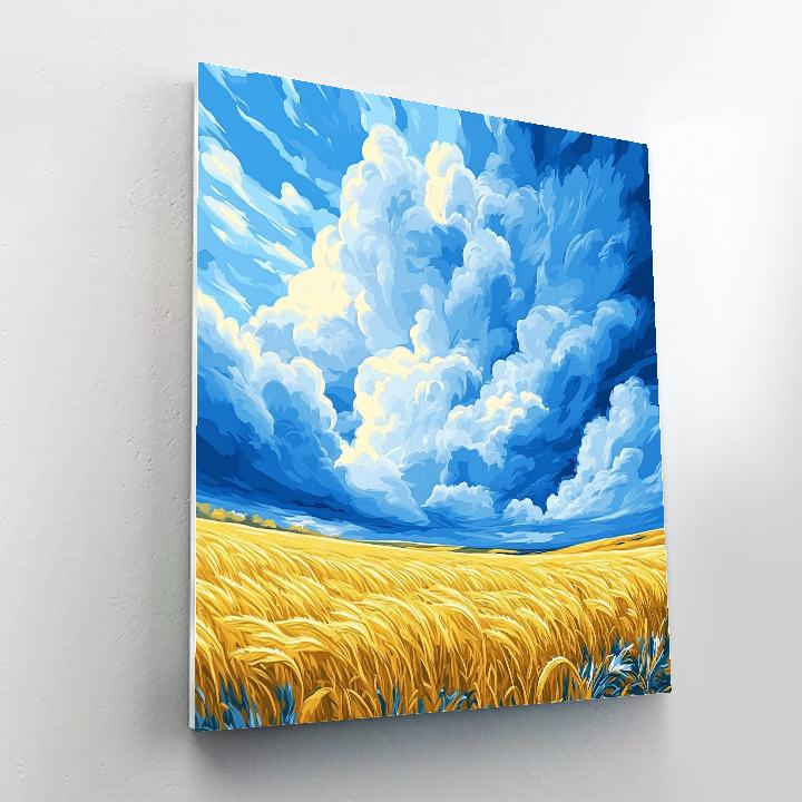 Claude Monet Inspired Cloud Bank Over Wheat DIY paint by numbers
