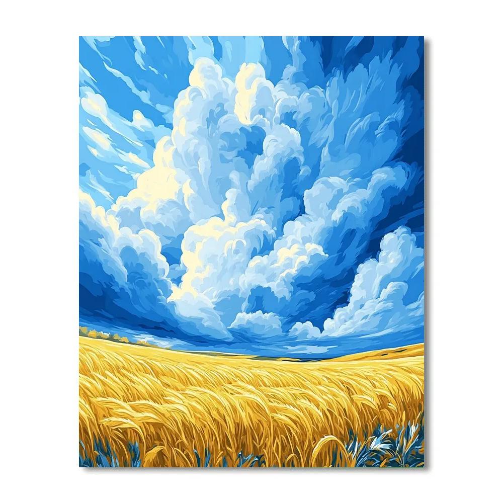 Claude Monet Inspired Cloud Bank Over Wheat DIY paint by numbers