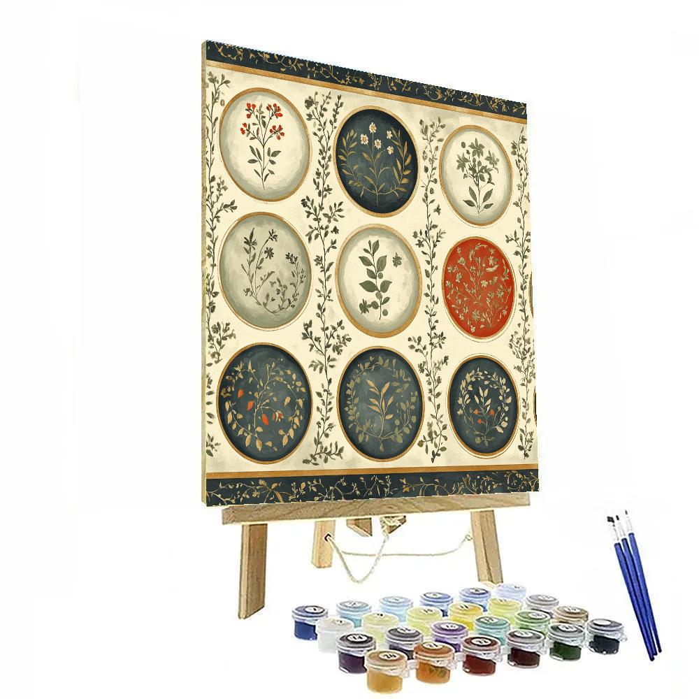 Frida Kahlo Inspired Lunar Phases Botanical Glyphs paint by number