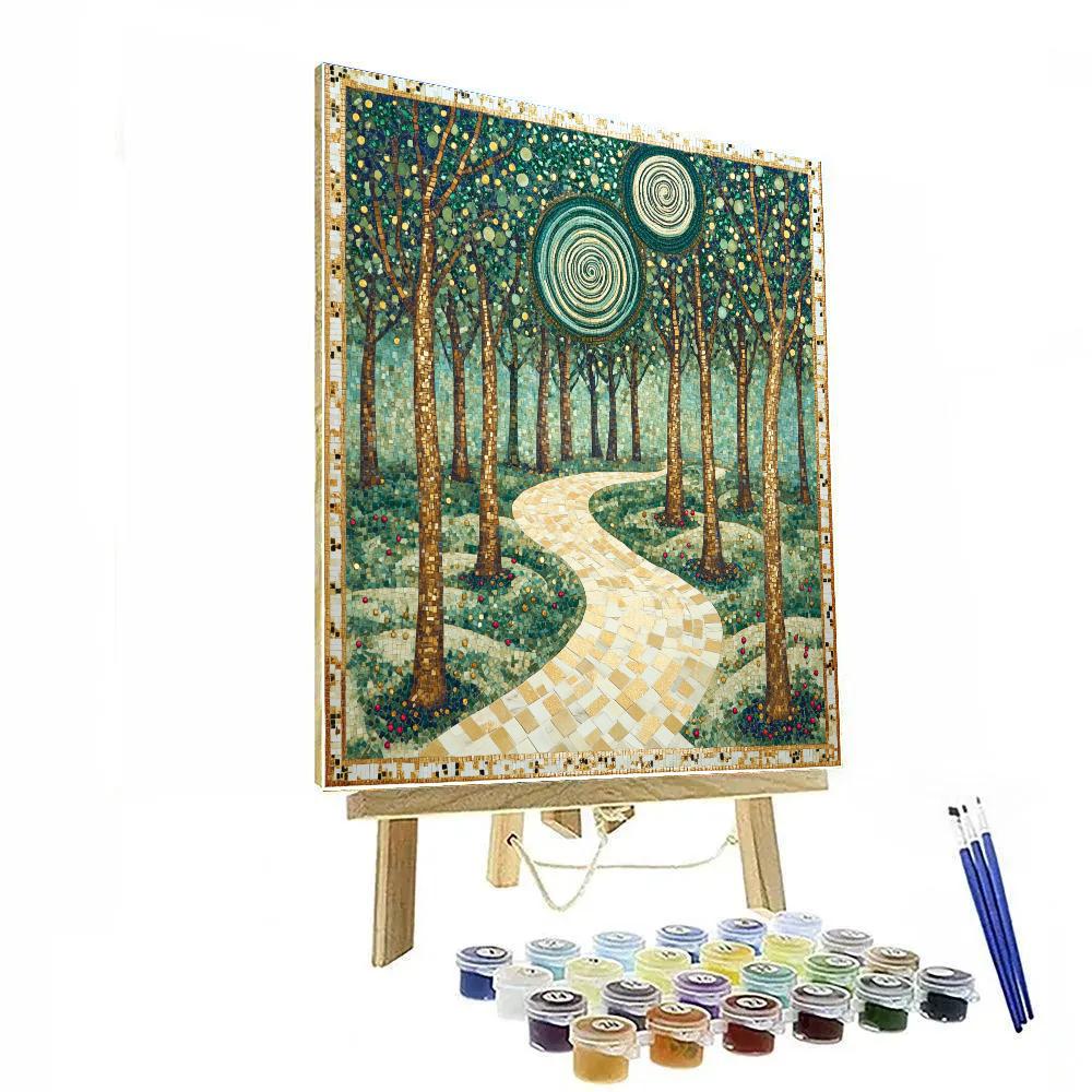 Gustav Klimt Inspired Verdant Spiral Grove Numbered painting kits