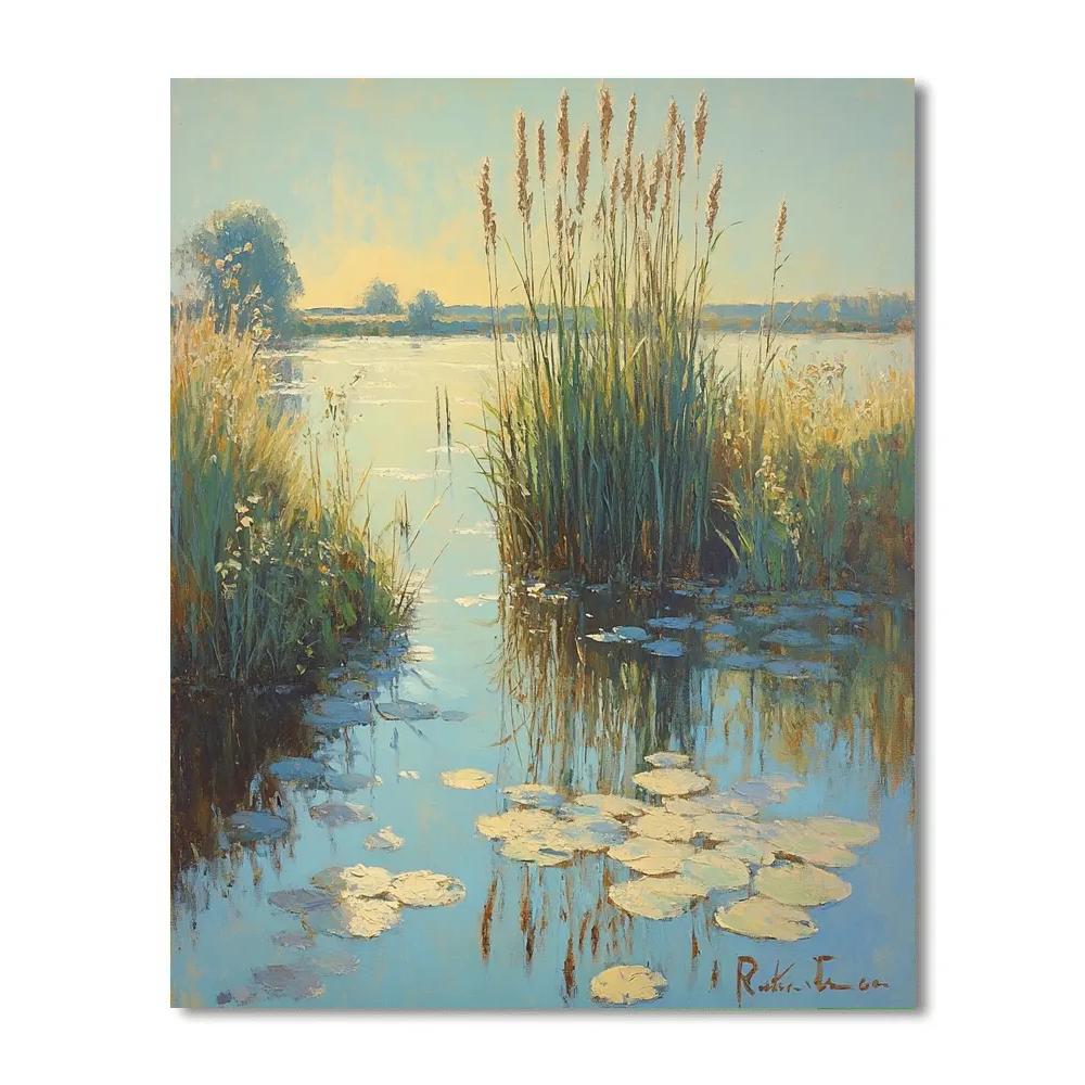 Claude Monet Inspired Pond Edge With Reeds Paint by numbers kits