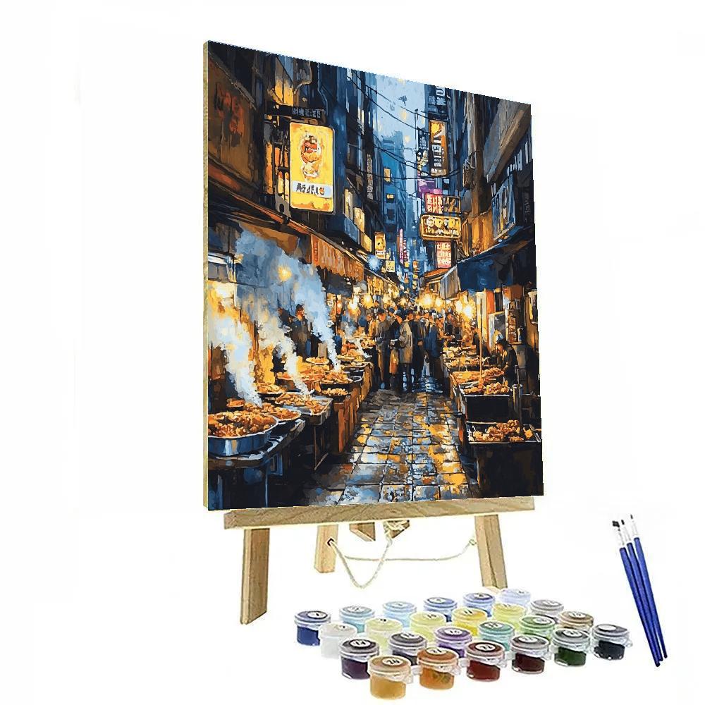 Seoul Night Market Alley South Korea paint by numbers