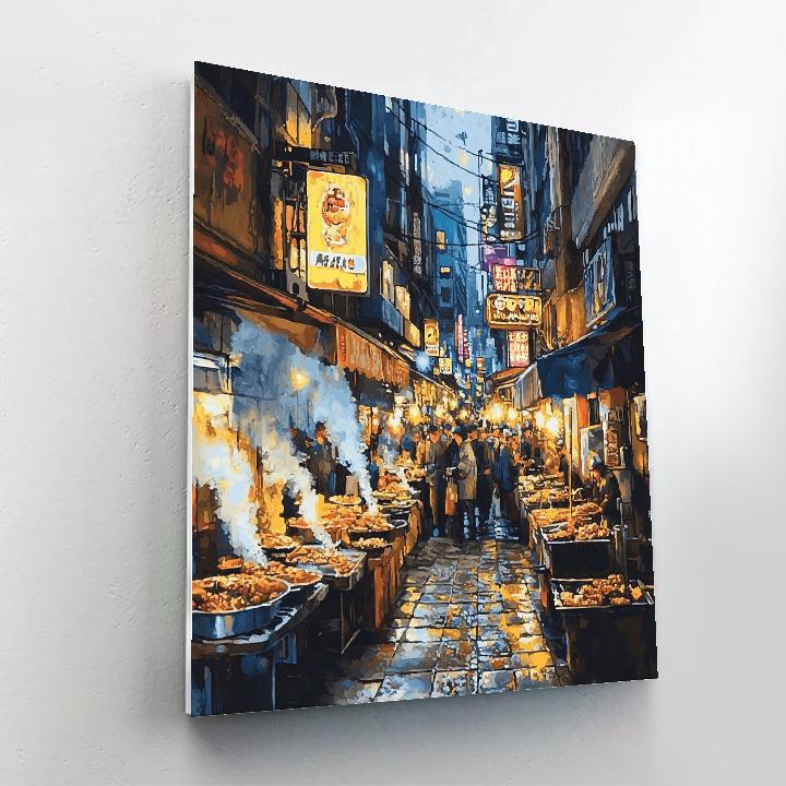 Seoul Night Market Alley South Korea paint by numbers