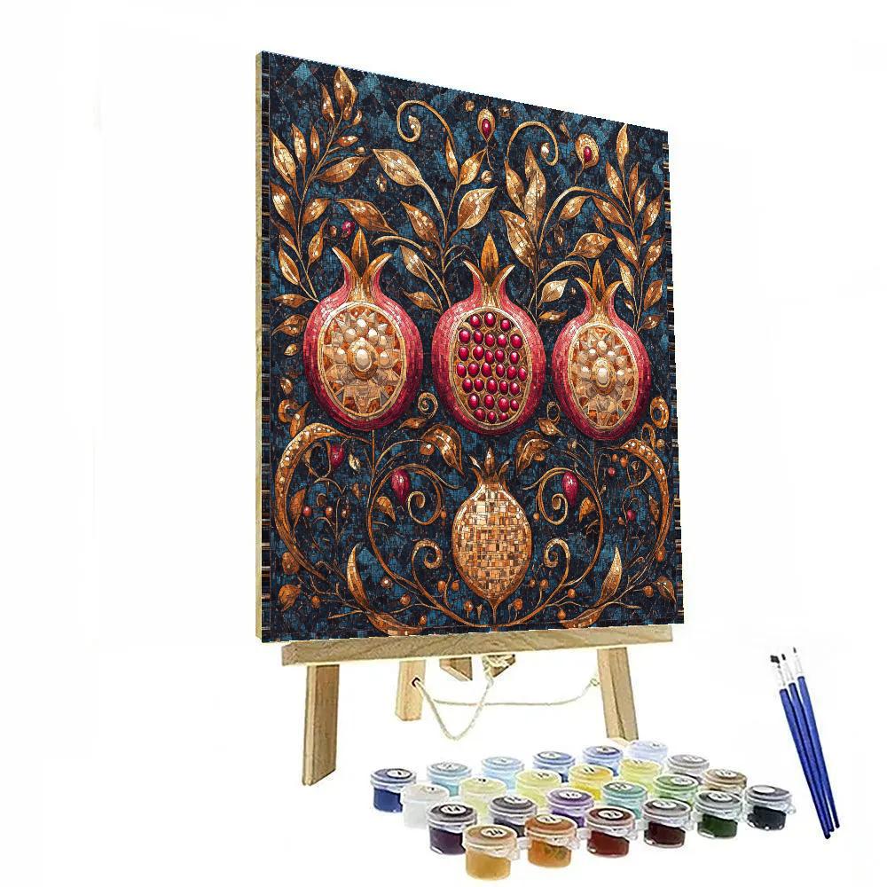 Gustav Klimt Inspired Luminous Pomegranate Ornament Paint by numbers kits