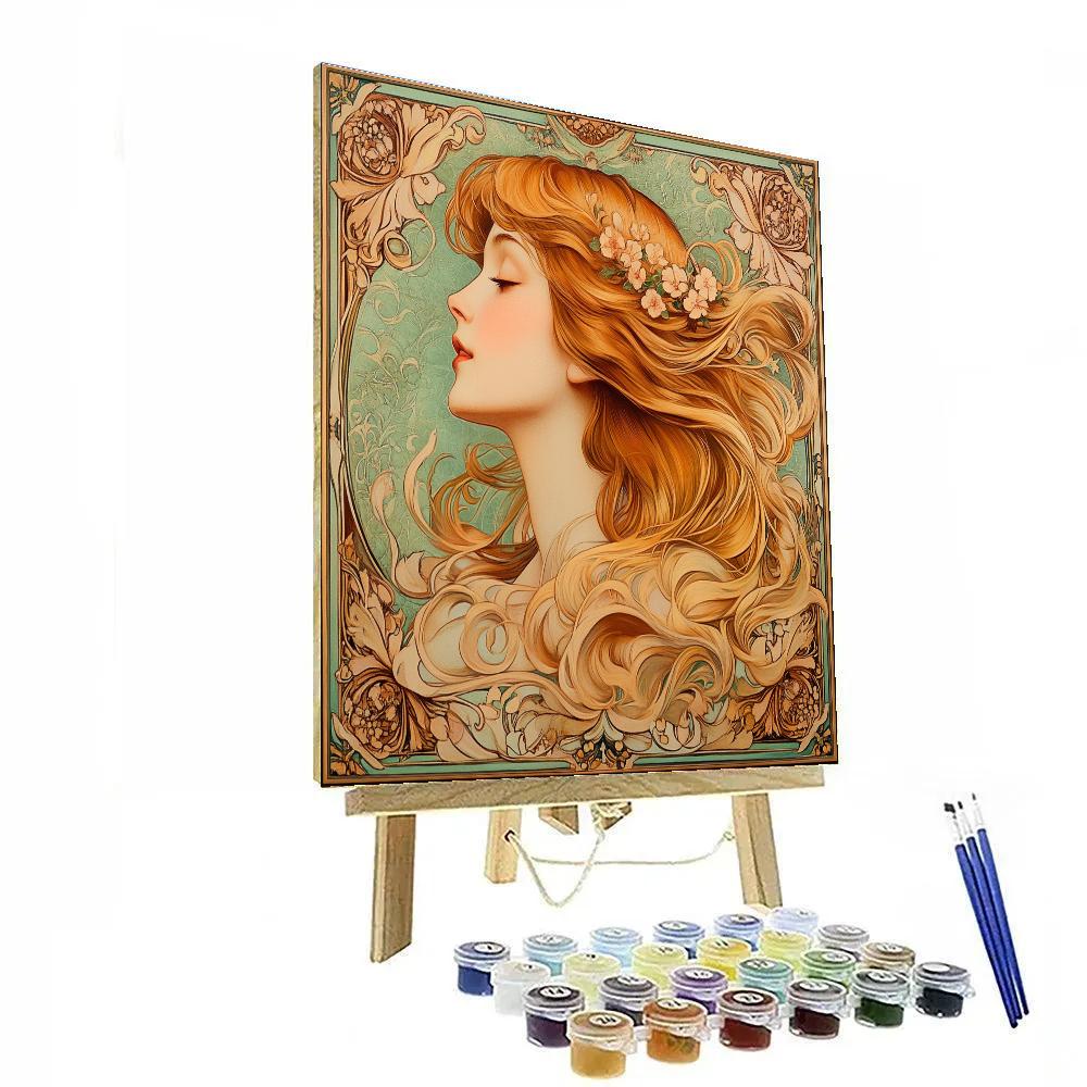 Alphonse Mucha Inspired Festival Poster Number painting