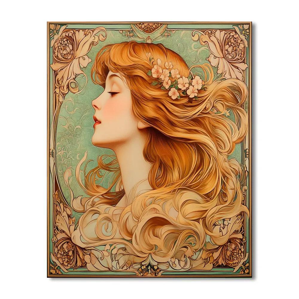 Alphonse Mucha Inspired Festival Poster Number painting