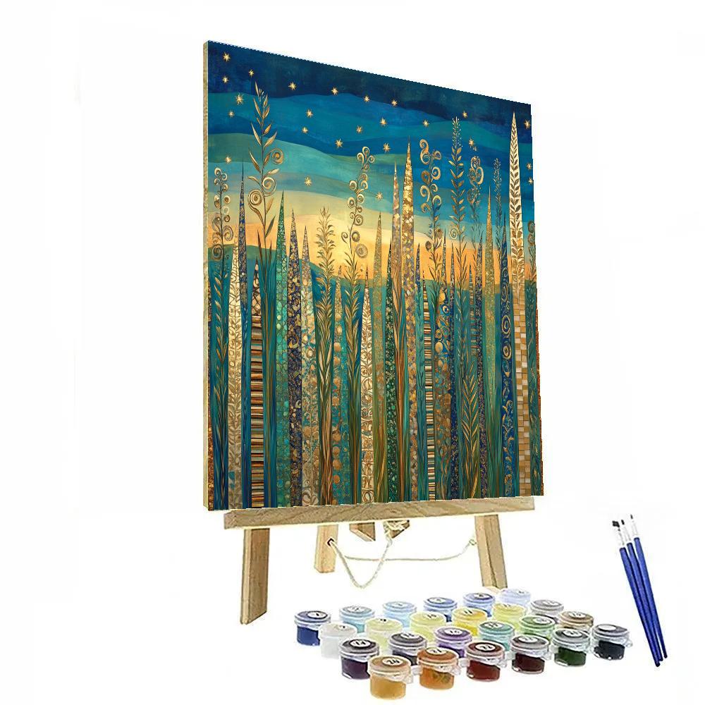 Gustav Klimt Inspired Bronze Horizon Of Wild Grasses Number painting