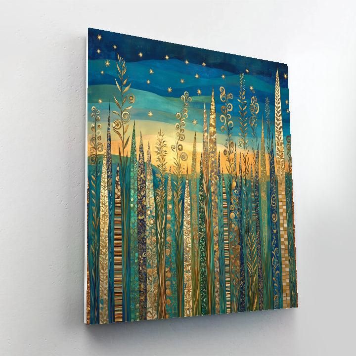 Gustav Klimt Inspired Bronze Horizon Of Wild Grasses Number painting