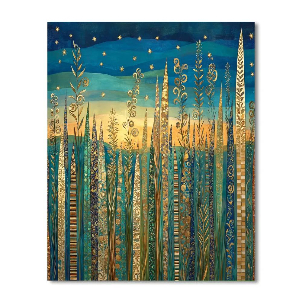 Gustav Klimt Inspired Bronze Horizon Of Wild Grasses Number painting