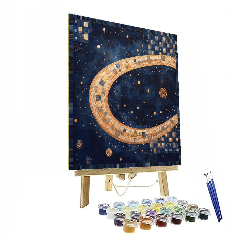 Gustav Klimt Inspired Golden Comet Trail Arabesque paint by numbers