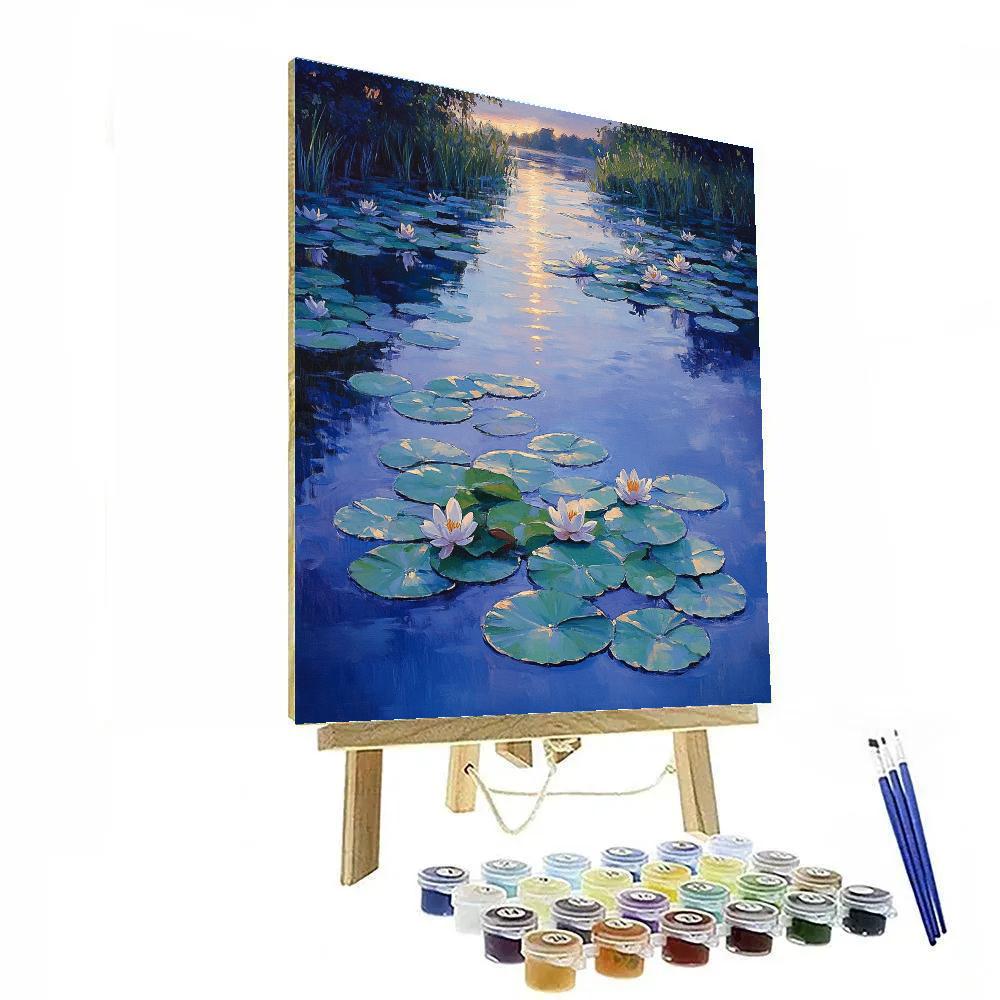 Claude Monet Inspired Evening Lilies Violet Veil painting number kit