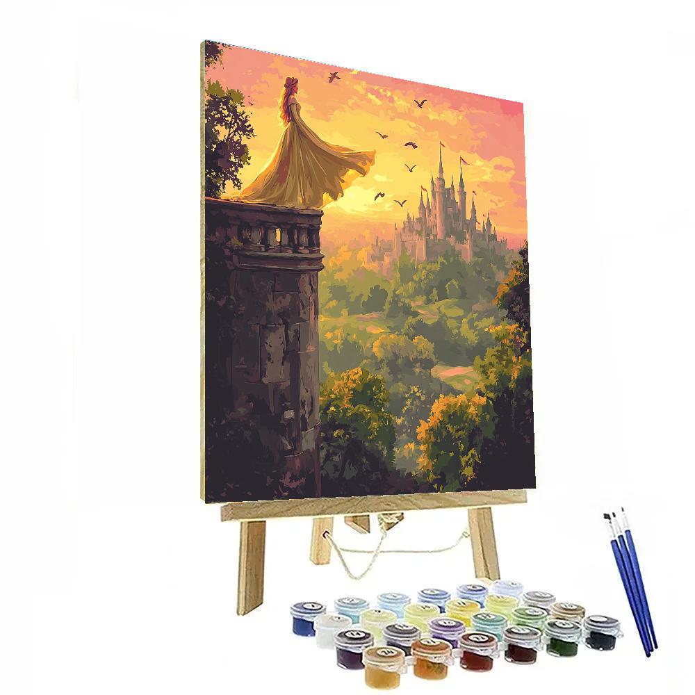 Aurora Sunrise Castle Balcony Disney Inspired DIY paint by numbers