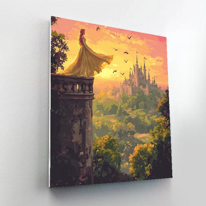 Aurora Sunrise Castle Balcony Disney Inspired DIY paint by numbers