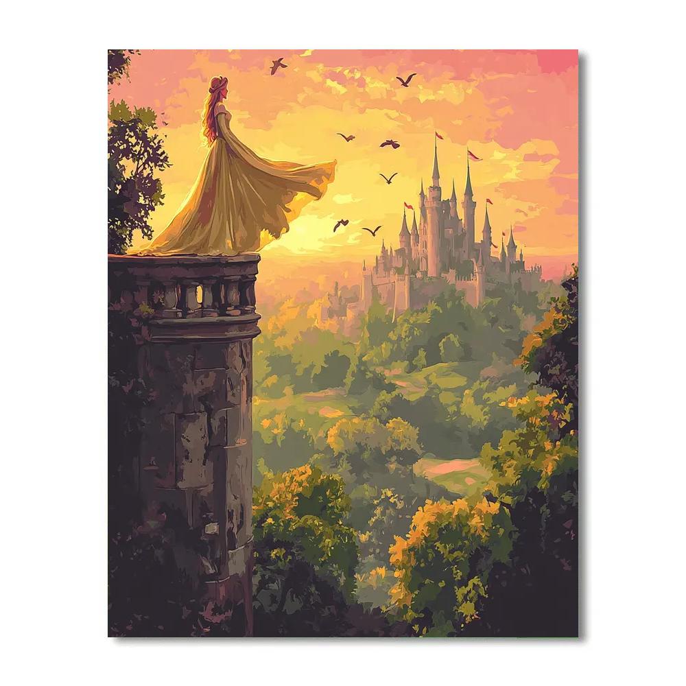 Aurora Sunrise Castle Balcony Disney Inspired DIY paint by numbers