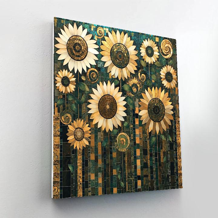 Gustav Klimt Inspired Radiant Sunflower Mosaic Field Numbered painting kits