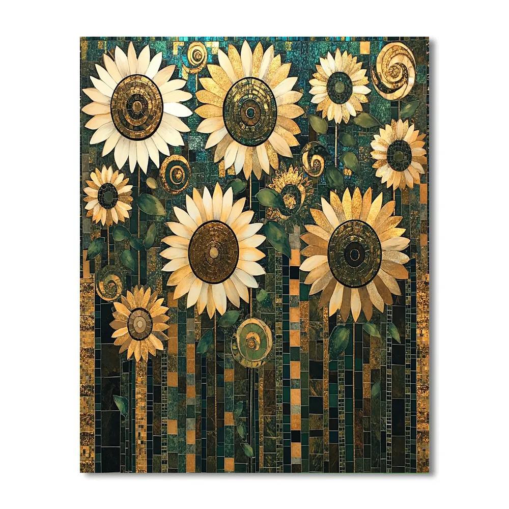 Gustav Klimt Inspired Radiant Sunflower Mosaic Field Numbered painting kits
