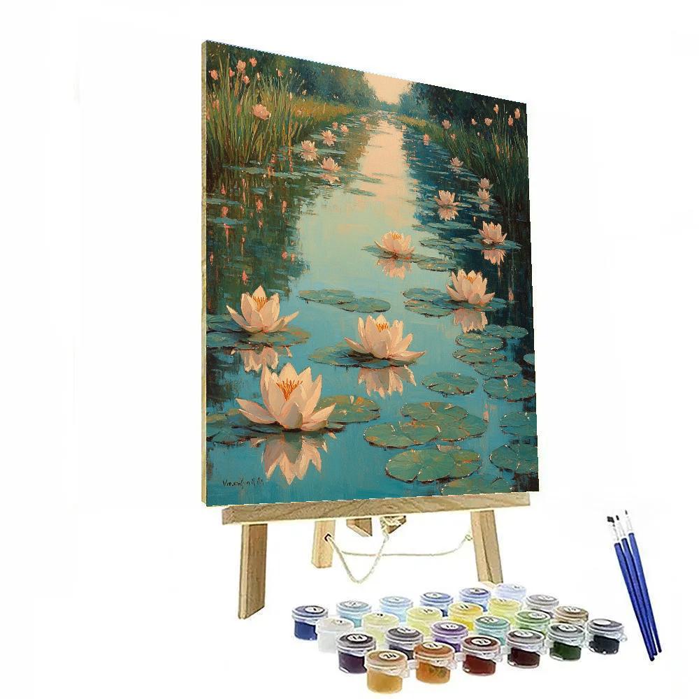 Claude Monet Inspired Morning On Lily Canal painting number kit