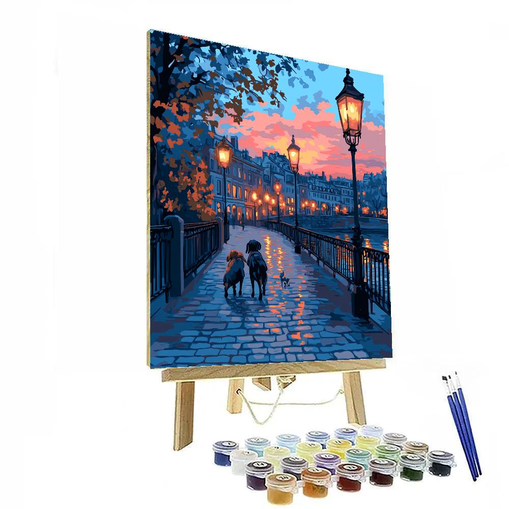 Lady And Tramp City Bridge Stroll Disney Inspired painting number kit