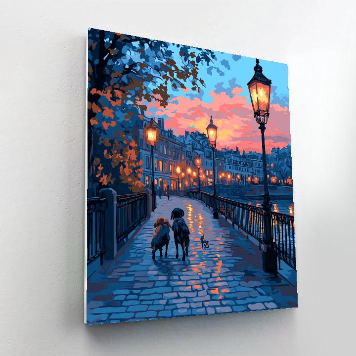 Lady And Tramp City Bridge Stroll Disney Inspired painting number kit