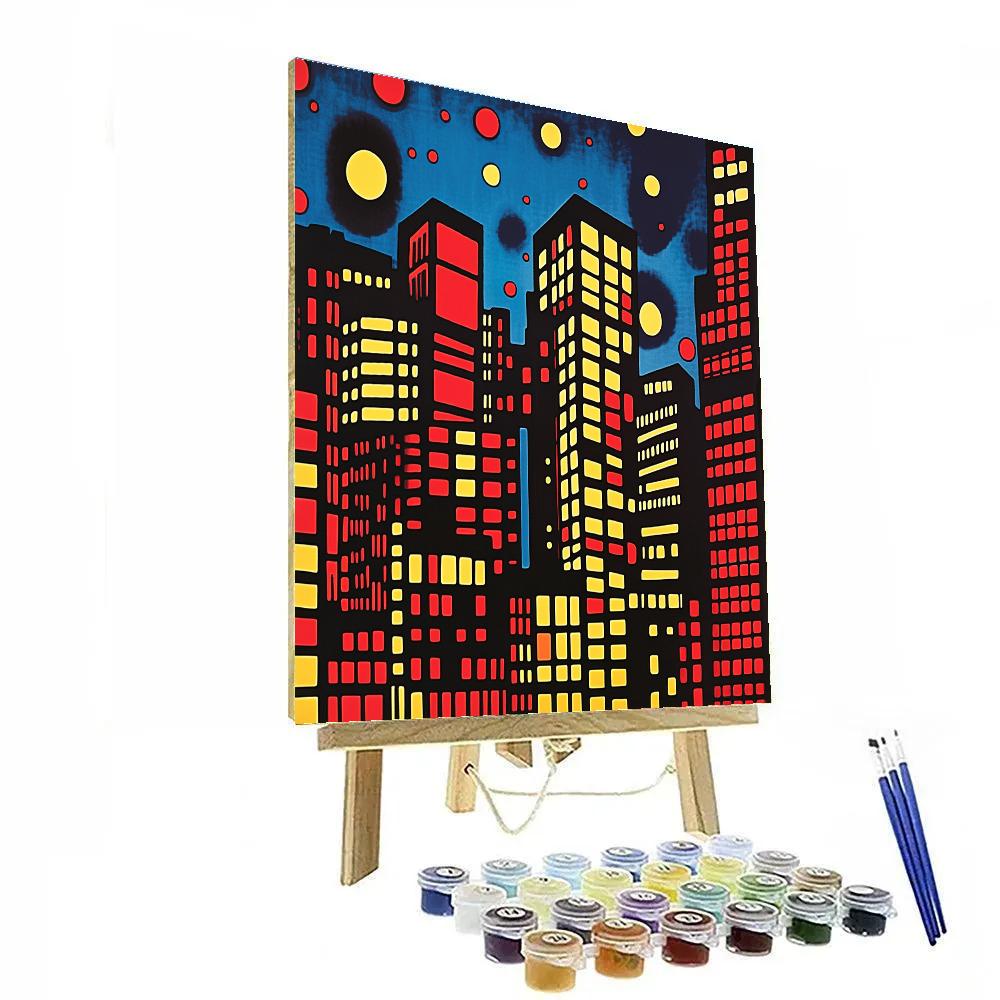 Roy Lichtenstein Inspired Comic Citylights paint by number