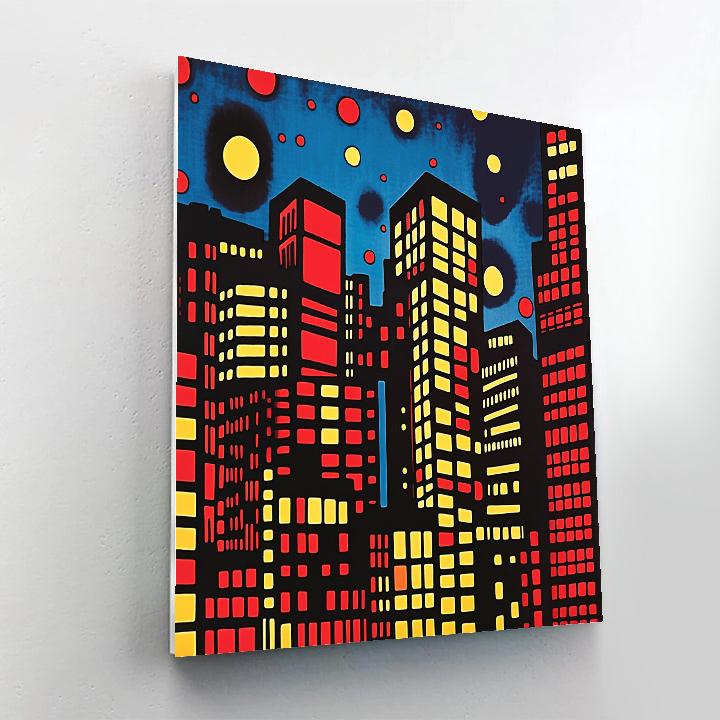 Roy Lichtenstein Inspired Comic Citylights paint by number