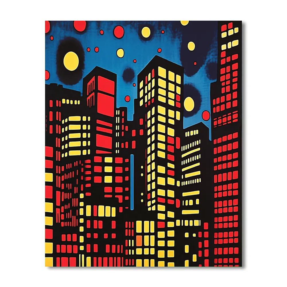 Roy Lichtenstein Inspired Comic Citylights paint by number