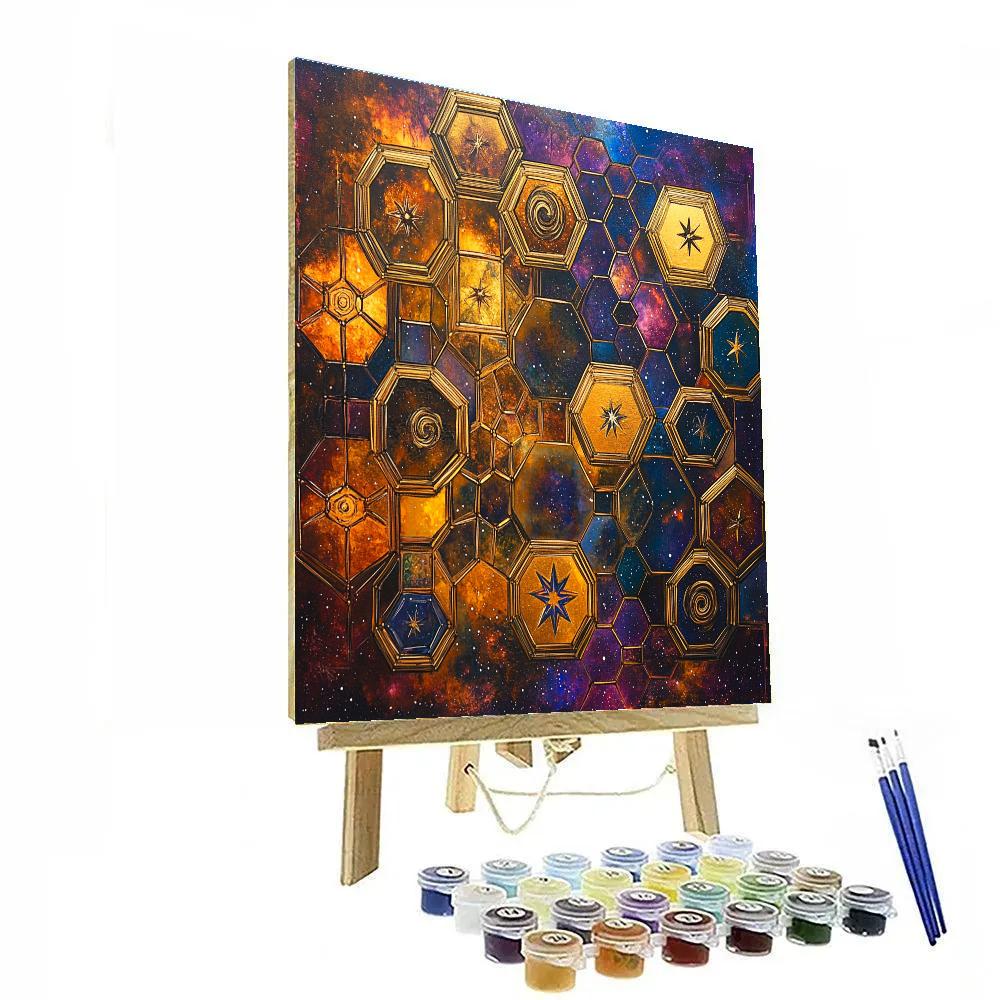 Gustav Klimt Inspired Bronze Honeycomb Nebula painting number kit