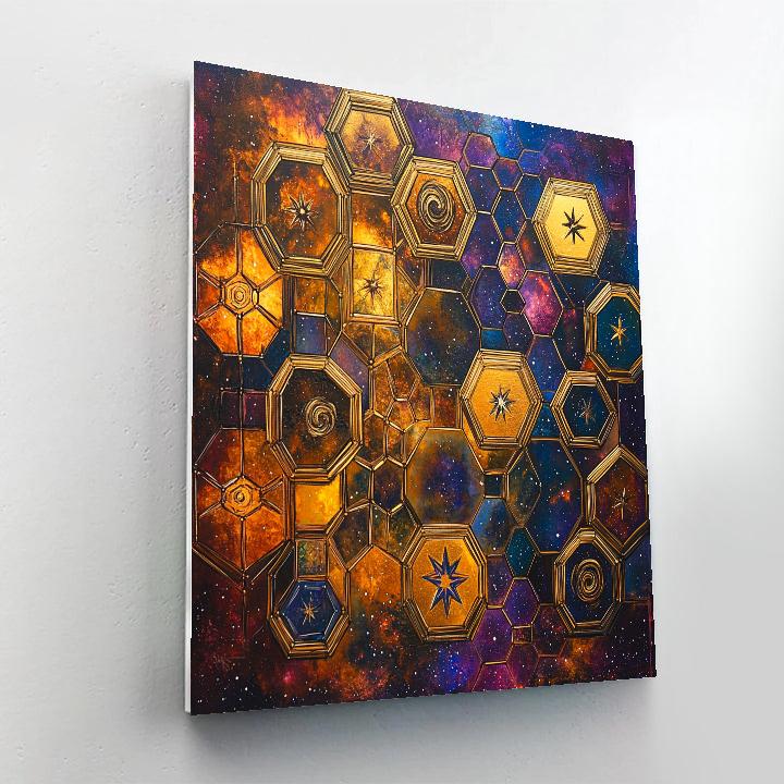 Gustav Klimt Inspired Bronze Honeycomb Nebula painting number kit