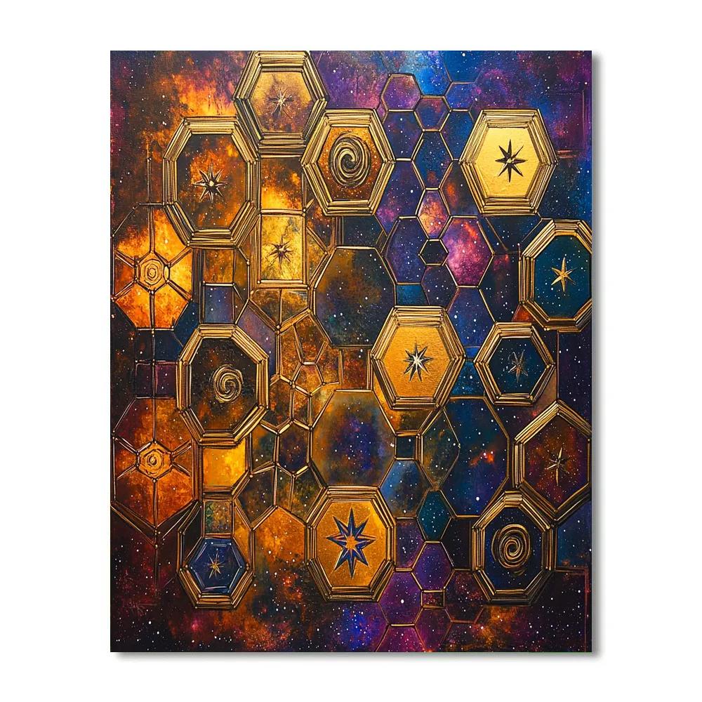 Gustav Klimt Inspired Bronze Honeycomb Nebula painting number kit