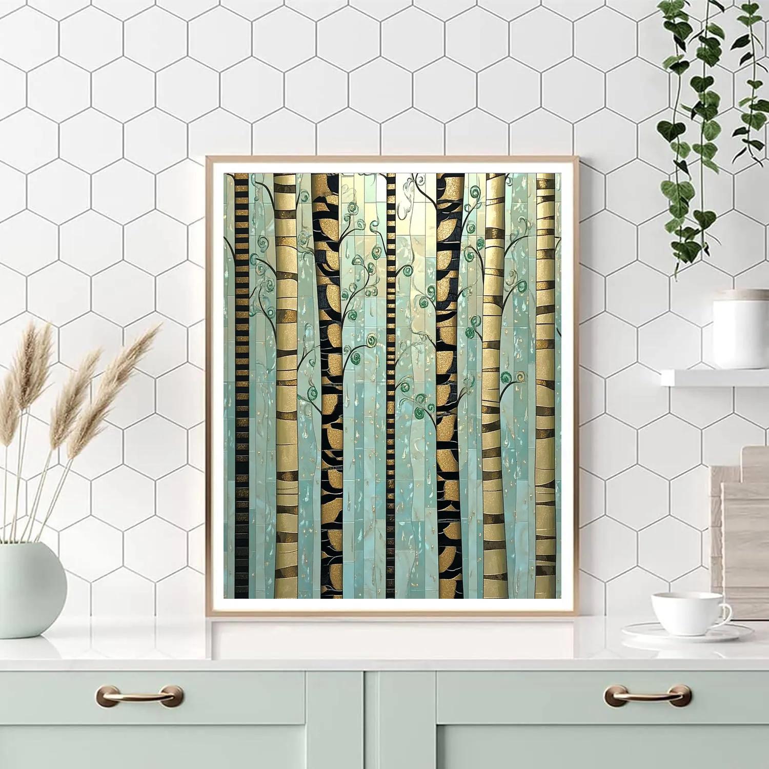 Gustav Klimt Inspired Golden Cedar Rain Pattern Number painting