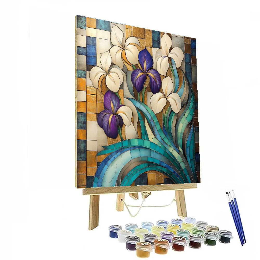 Gustav Klimt Inspired Luminous Iris Tile Cascade paint by color