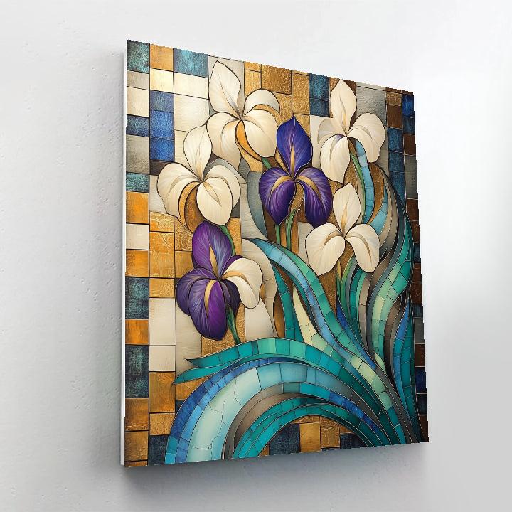 Gustav Klimt Inspired Luminous Iris Tile Cascade paint by color