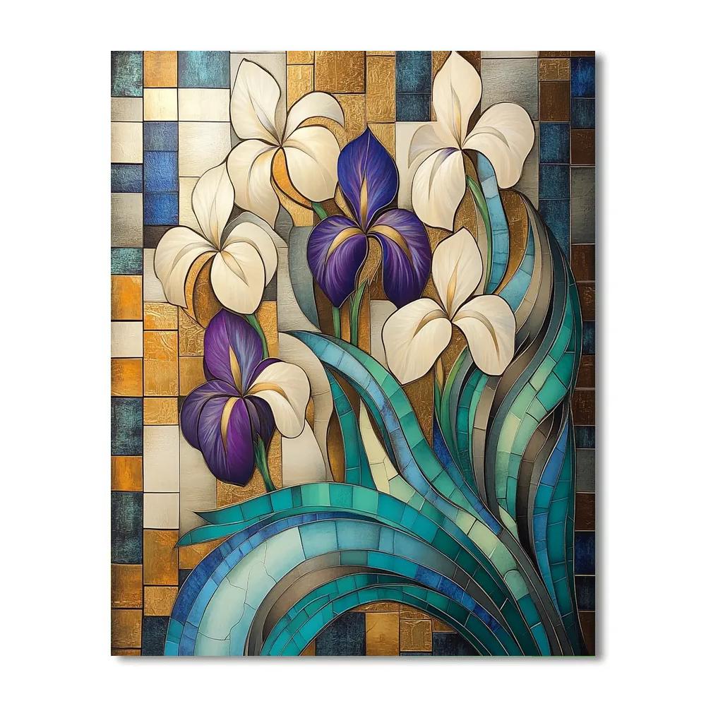 Gustav Klimt Inspired Luminous Iris Tile Cascade paint by color