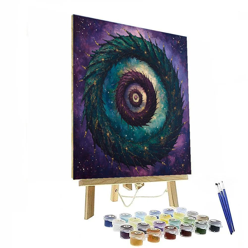 Frida Kahlo Inspired Spiral Galaxy Of Painted Thorns paint by color