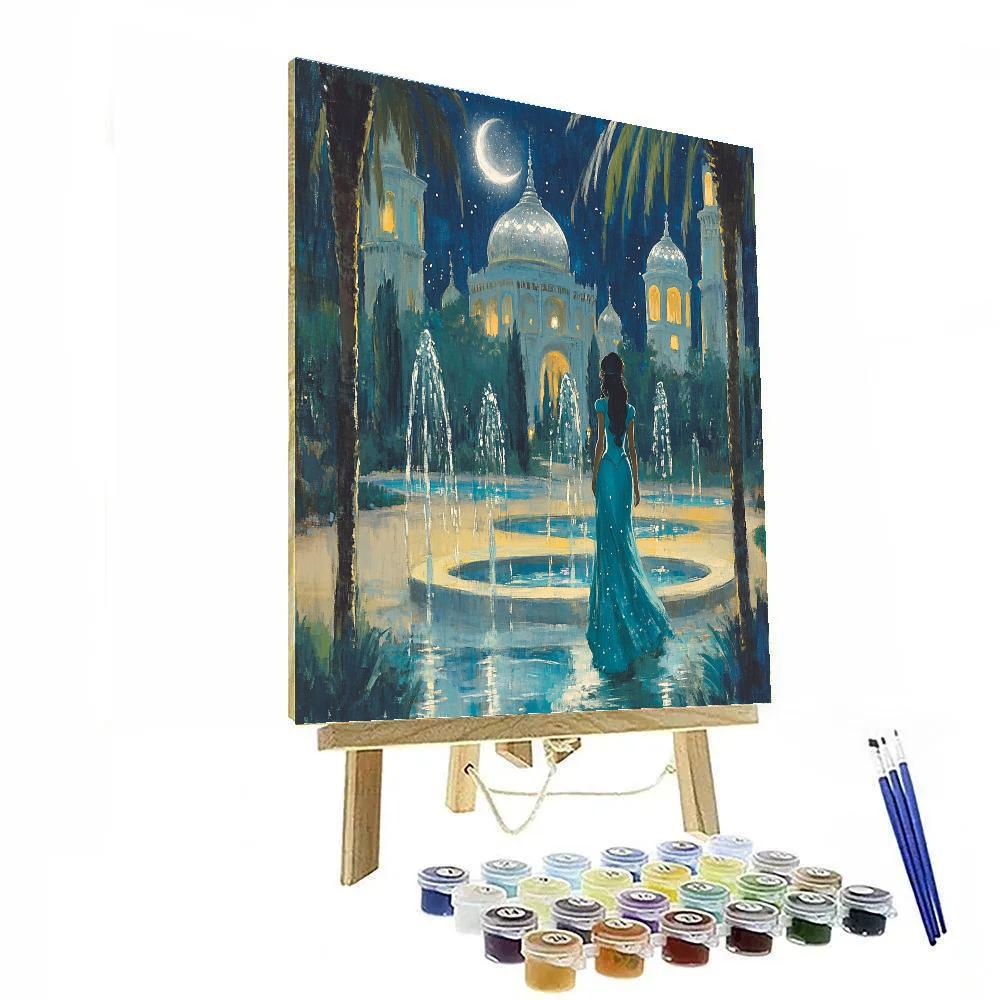 Jasmine Moonlit Palace Garden Walk Disney Inspired Painting by numbers kit