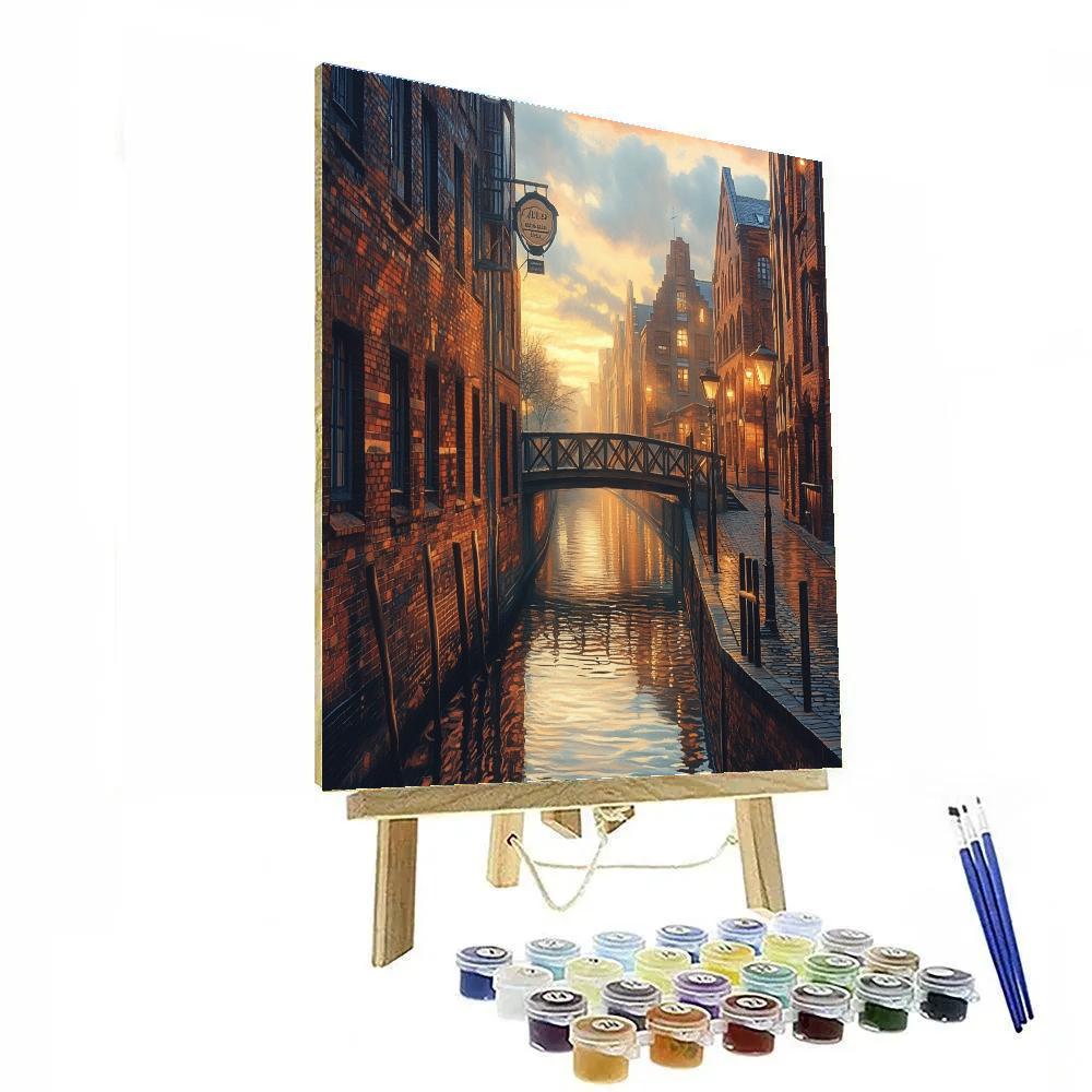 Riverside Walk Hamburg Speicherstadt Germany paint by color