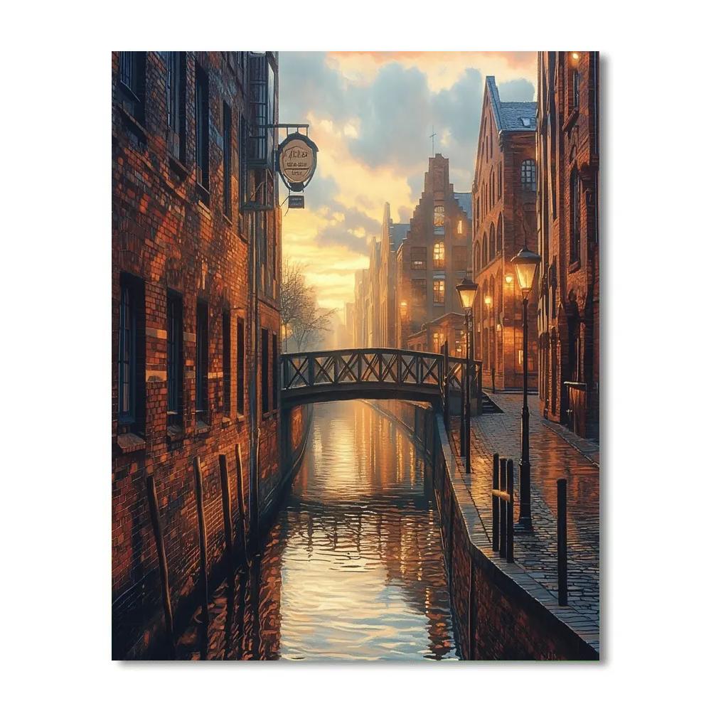 Riverside Walk Hamburg Speicherstadt Germany paint by color