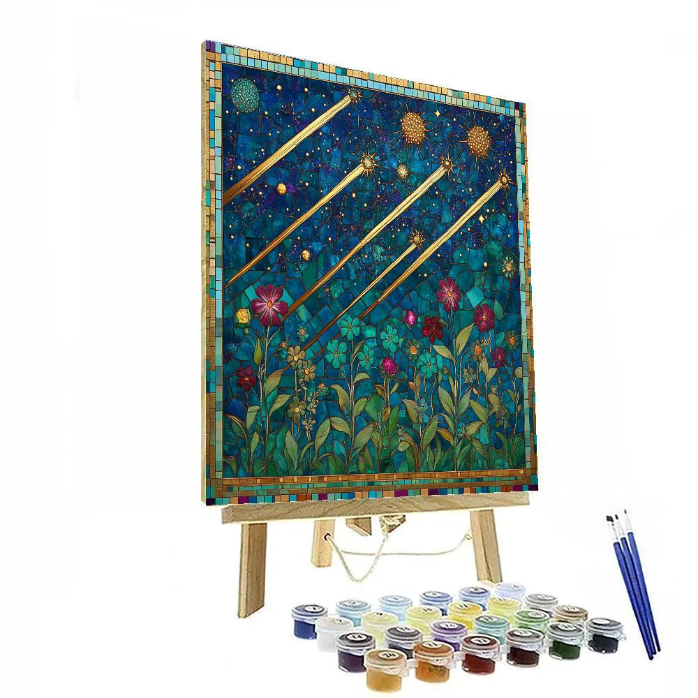 Gustav Klimt Inspired Midnight Garden Of Meteors painting number kit