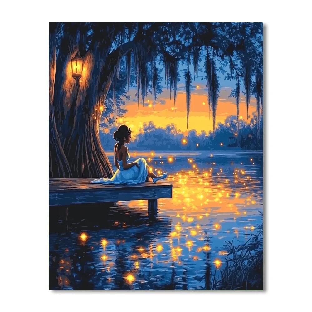 Tiana Bayou Firefly Evening Disney Inspired paint by color