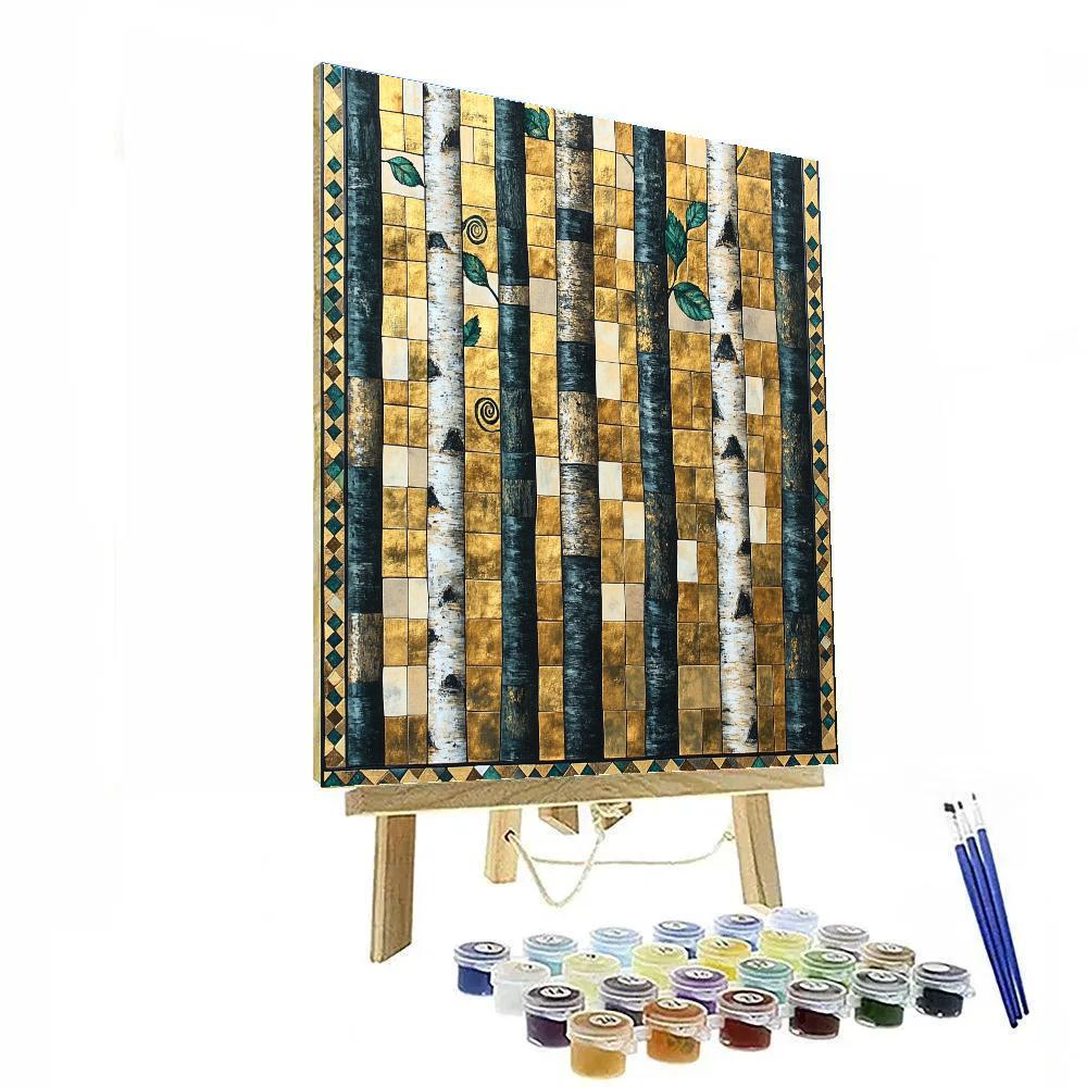 Gustav Klimt Inspired Gilded Birch Bark Patchwork painting number kit