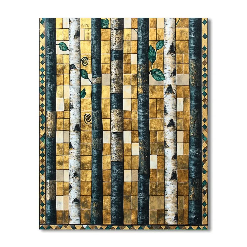 Gustav Klimt Inspired Gilded Birch Bark Patchwork painting number kit
